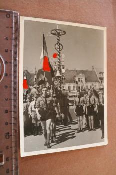 1. Mai 1937 - Maibaum - Pimpfe , Hitlerjugend ist angetreten